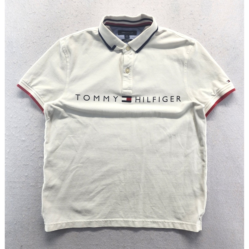 Tommy Hilfiger Custom Fit Short Sleeve Polo Shirt White Size M